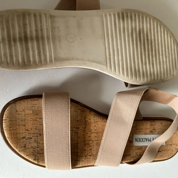 Steve Madden Beige Elastic Strap Sandals, Size 7 - Picture 5 of 5